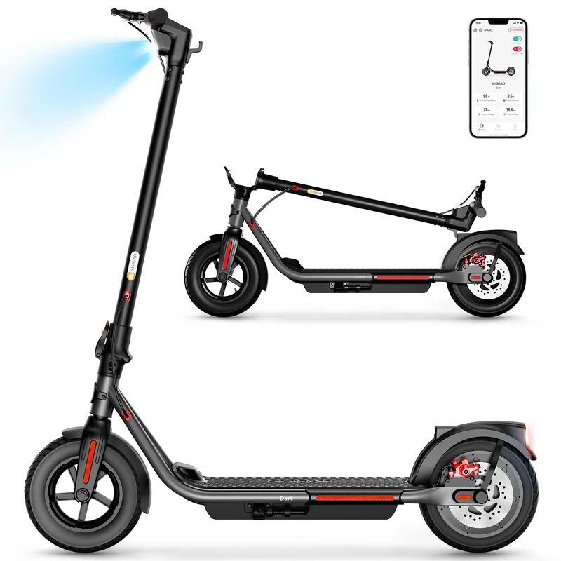 SISIGAD Electric Scooter for Adult,10 inches Solid Tires,32km Long Range,500W Peak Motor 3 Speed, Portable and Foldable Scooter Electric, Electric Scooter for Teens with App Control