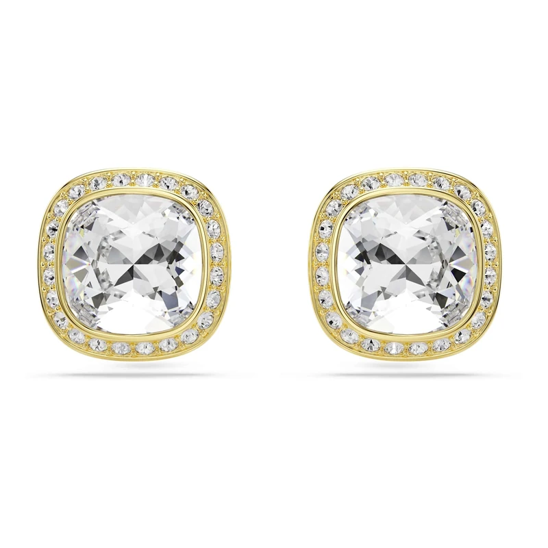 Swarovski Una Angelic Stud Earrings, Cushion Cut, White, 18K Gold Finish - Image 1