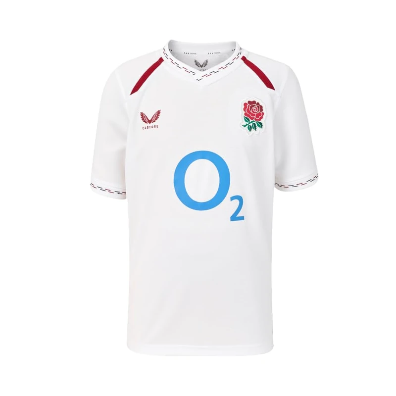 Castore England Rugby Unisex Home Replica Short Sleeve Shirt, White, 14 Years