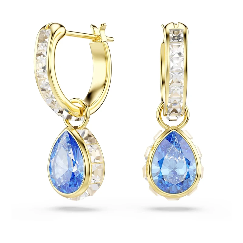 Swarovski Chroma Drop Earrings, Pear Cut, Blue, 18K Gold Finish