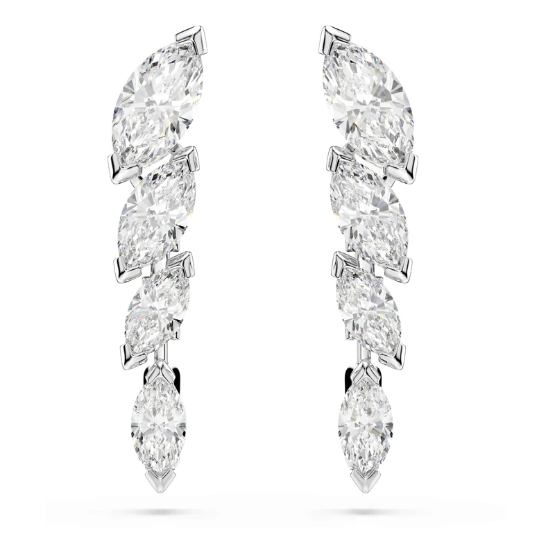 Swarovski Mesmera Earrings, Marquise Cut, White, Rhodium Plated