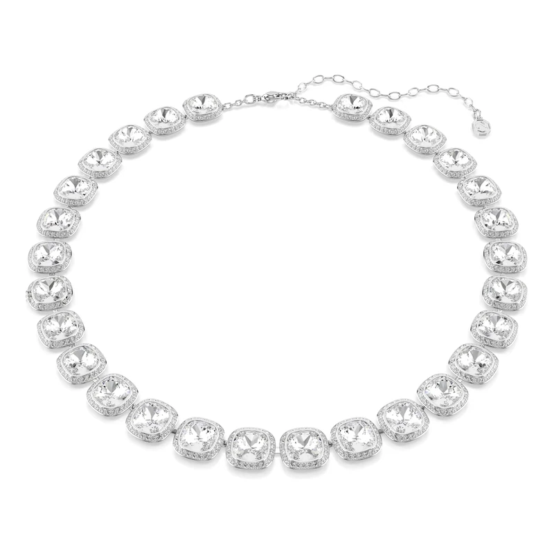 Swarovski Una Angelic Necklace, Cushion Cut, White, Rhodium Plated