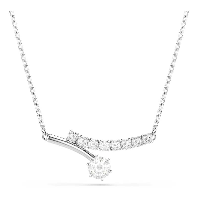 Swarovski Matrix Necklace, Round Cut, White, Rhodium Plated