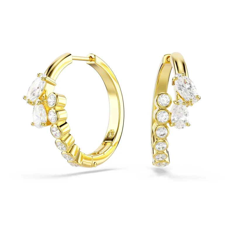 Swarovski Mesmera Hoop Earrings, Mixed Cuts, White, 18K Gold Finish