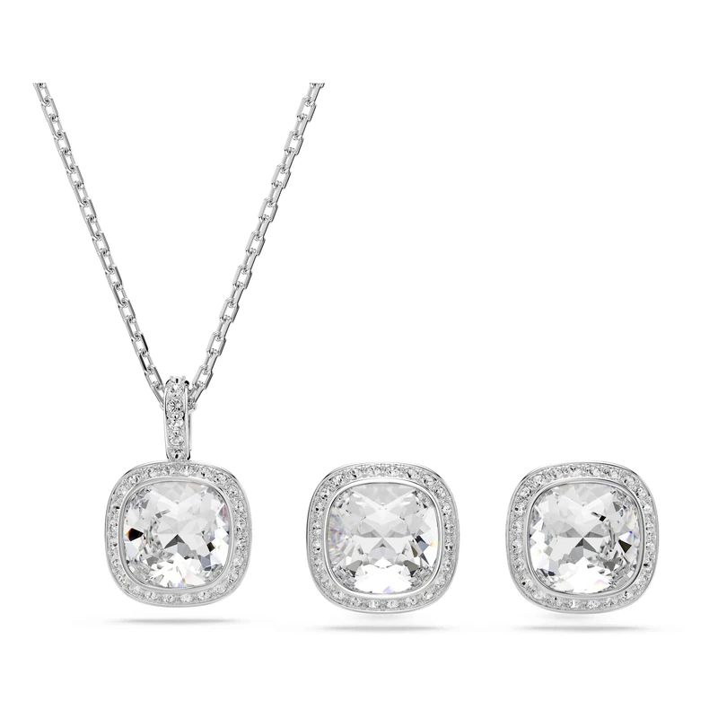 Swarovski Una Angelic Set, Cushion Cut, White, Rhodium Plated - Image 1