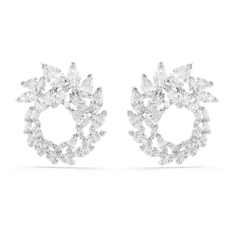Swarovski Mesmera Hoop Earrings, Marquise Cut, White, Rhodium Plated