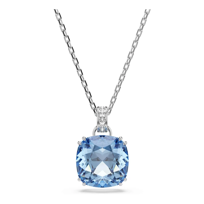 Swarovski Millenia Pendant, Cushion Cut, Blue, Rhodium Plated