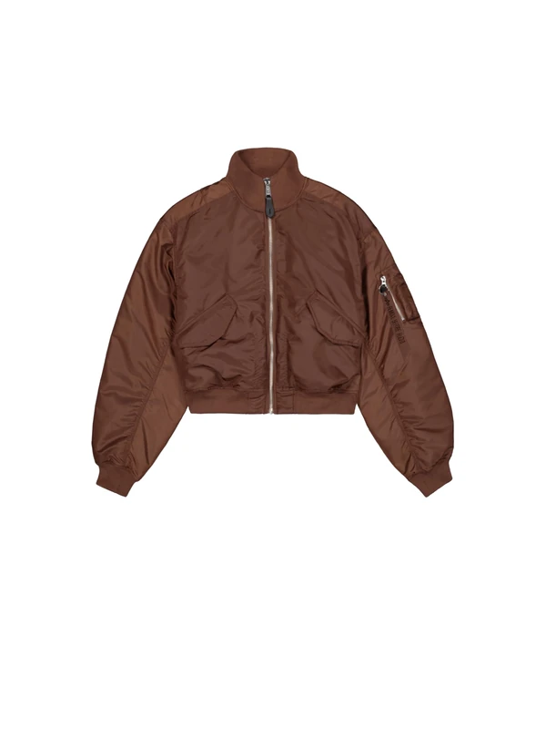 Alpha Industries Women's MA-1 Cropped Bomber Jacket, Powder Brown, XS