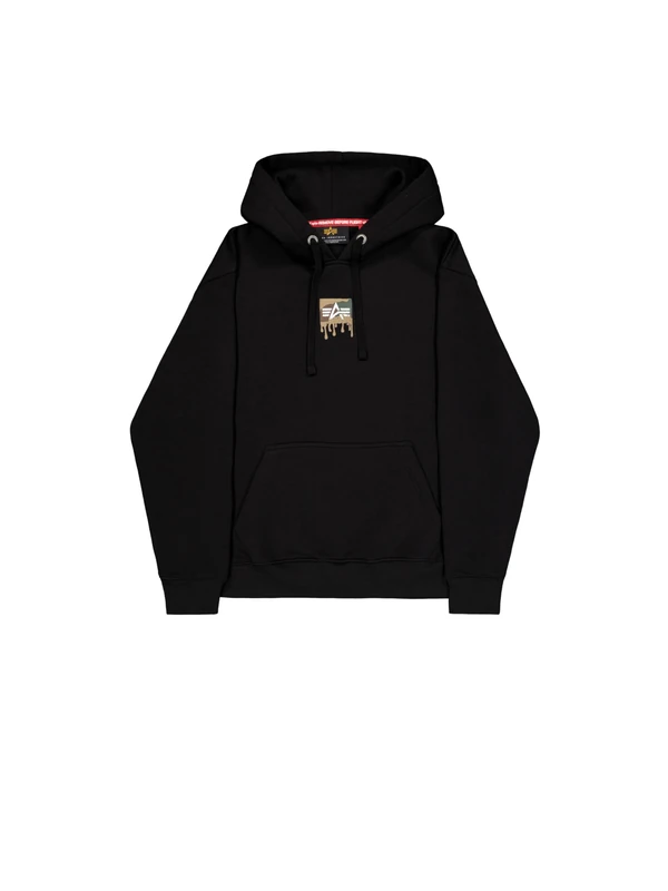 Alpha Industries Men's Dripping Camo Print Hoodie, Black, M