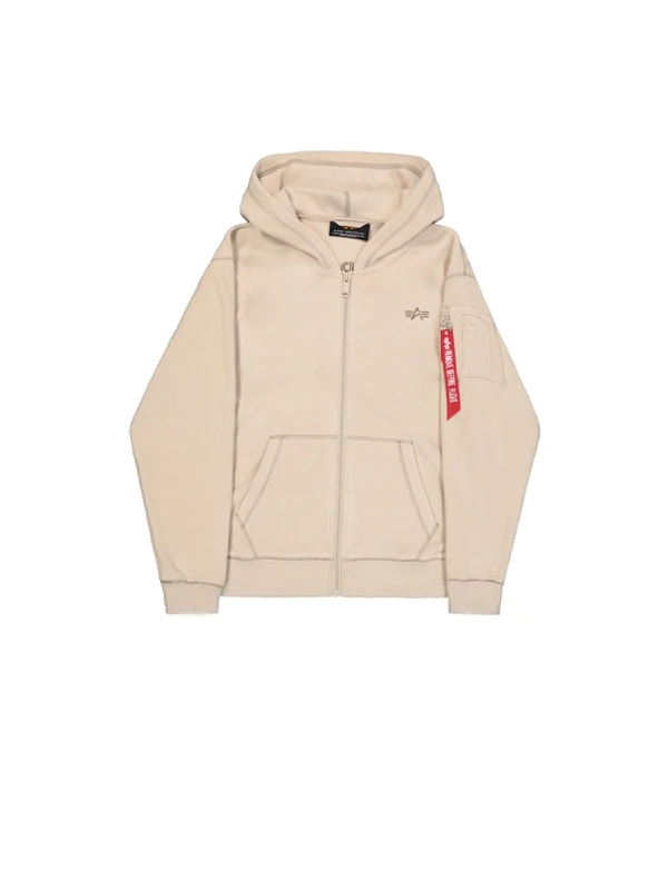 Alpha Industries Men's Polar Fleece Zip Hoodie Jacket, Organic Beige, XS