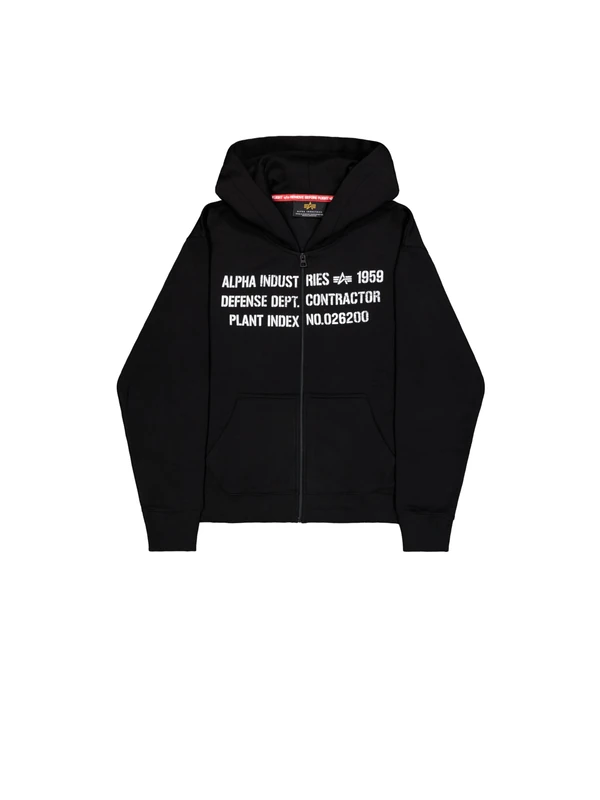 Alpha Industries Men's Defense Zip Hoodie Jacket, Black, S