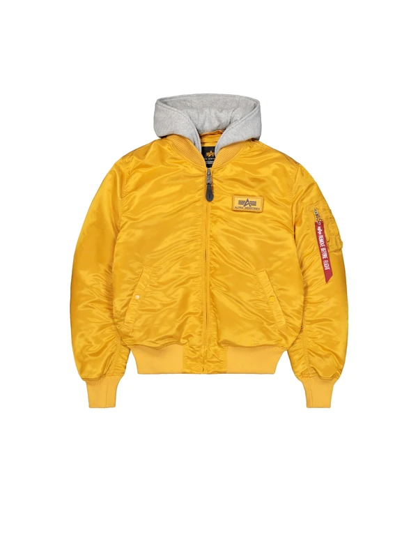 Alpha Industries Men's MA-1 Zip Hood Backprint Bomber Jacket, Wheat, L