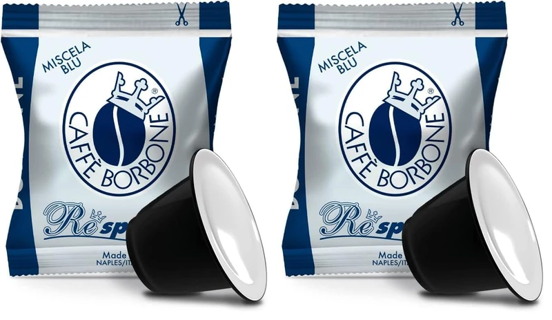 Caffè Borbone Blue Respresso Capsules – 100 Nespresso* Compatible Borbone Coffee Pods – Intensity 8 Espresso Pods – Compatible With Nespresso* Machines for Domestic Use (Pack of 2)