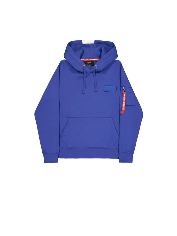 Alpha Industries Men's Red Stripe Hoodie, Galactic Blue, M