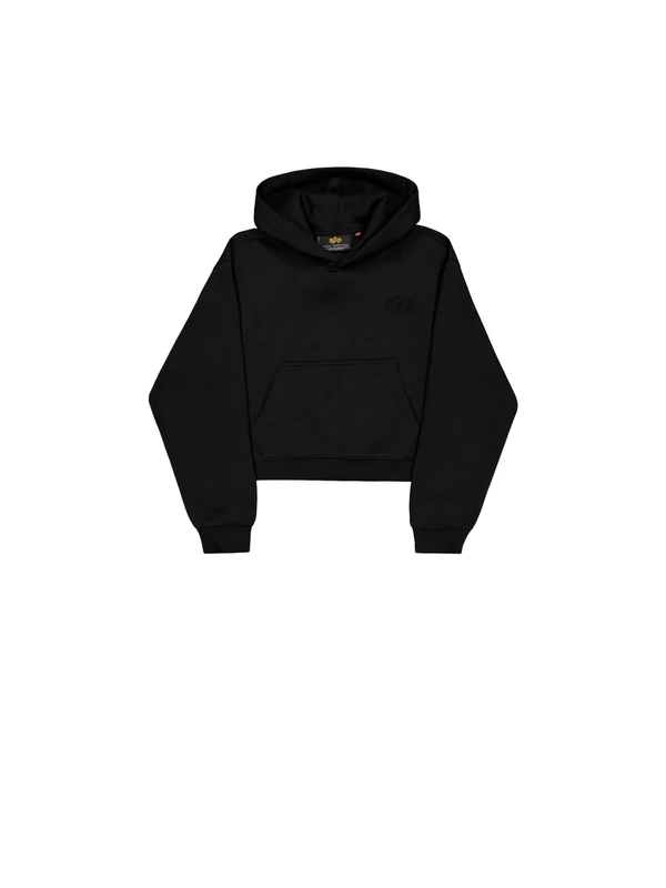 Alpha Industries Women's Rhinestone World Logo Hoodie, Black, S - Image 1