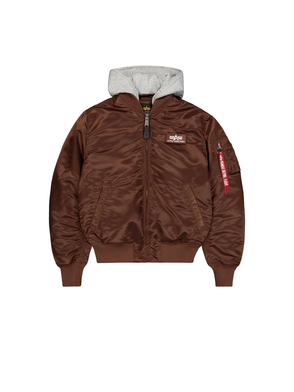 Alpha Industries Men's MA-1 Zip Hood Backprint Bomber Jacket, Powder Brown, S