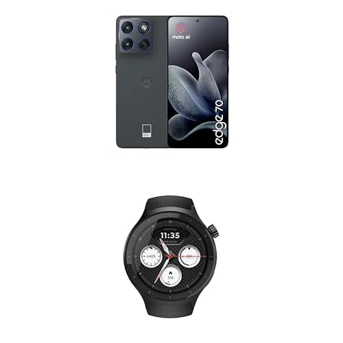 Motorola edge 70 PANTONE Gadget Grey 6.67" 1.5K Super HD display ·· triple 50 MP AI camera · Snapdragon 7 Gen 4 with Co2 offset with moto watch