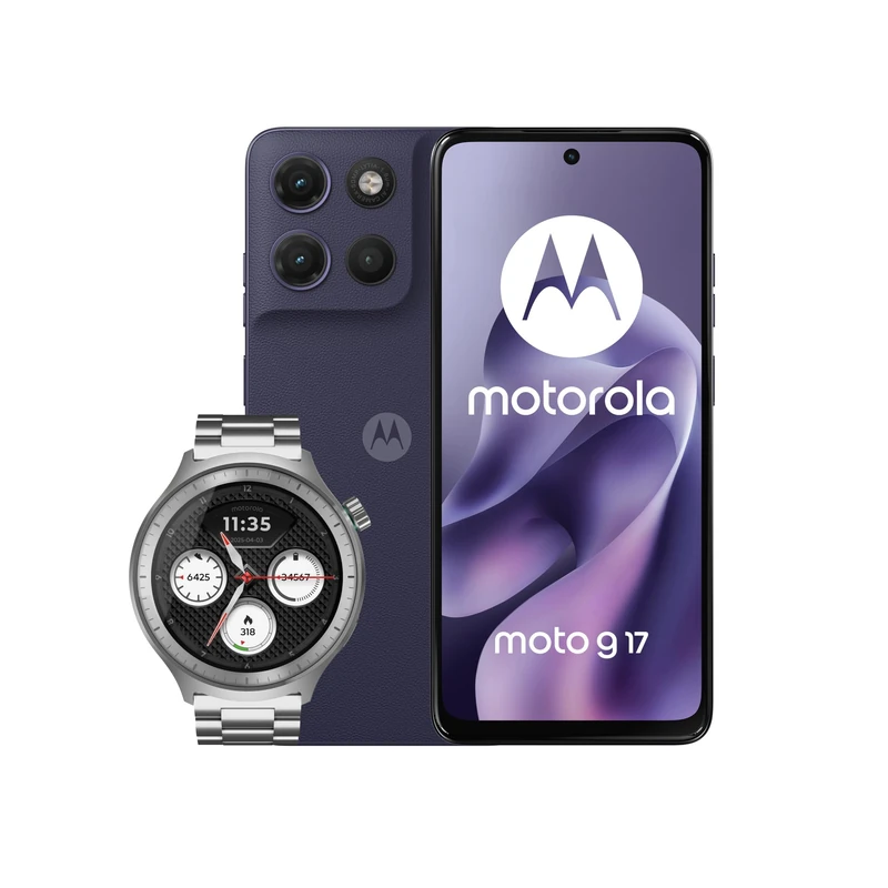 Moto g17 PANTONE Evening Blue 6.72" fhd+ lcd display 50mp sony lytia camera 5200mah battery ram boost with Co2 offset with moto watch premium