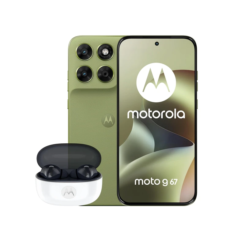 Moto g67 PANTONE Nile 6.78" fhd+ amoled display 50mp sony lytia camera 5200mah battery turpopower 30 with Co2 offset with moto buds 2