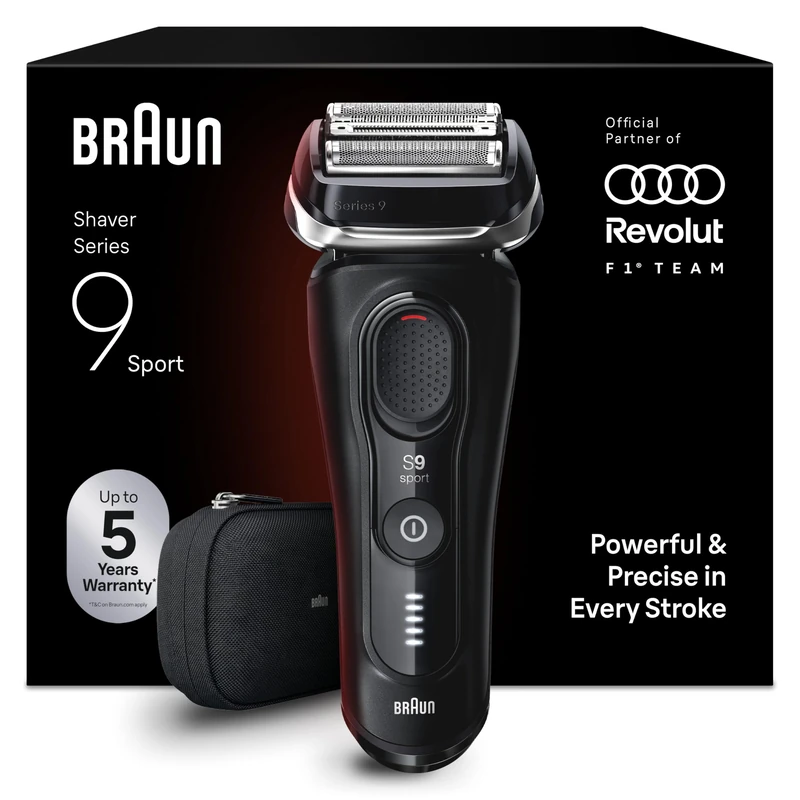 Braun Series 9 Sport Electric Shaver with 4+1 Precision Head & Trimmer, SensoAdapt for Any Beard Density, Up to 60 min, Wet & Dry, 9100si, Black - Image 1