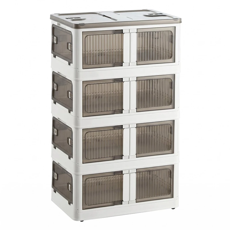 Well Home Multifunctional Folding Storage Box in White 4 Levels, 116L per Level, 464L Total - Image 1