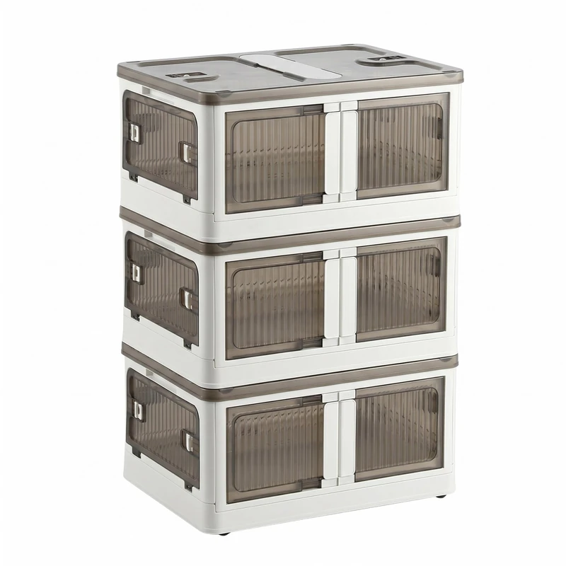 Well Home Multifunctional Folding Storage Box in White 3 Levels, 55L per Level, 165L Total - Image 1