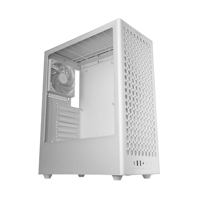 Mars Gaming MC-T800, ATX Gaming Case, 4x Ultrasilent 120mm FDB Fans, Airdot Mesh Front Panel, Tempered Glass Side Window, Mid Tower PC with CableHatch System, USB-C, White