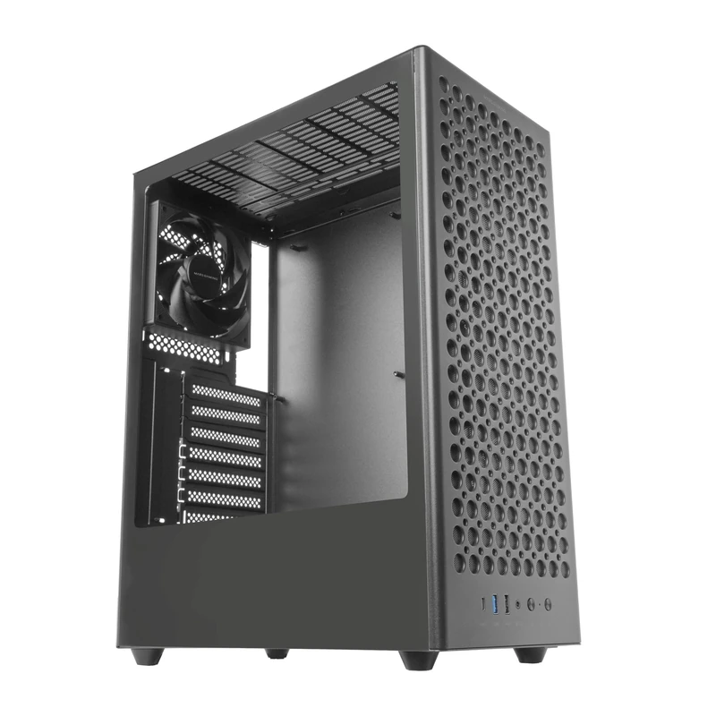 Mars Gaming MC-T800, ATX Gaming Case, 4x Ultrasilent 120mm FDB Fans, Airdot Mesh Front Panel, Tempered Glass Side Window, Mid Tower PC with CableHatch System, USB-C, Black