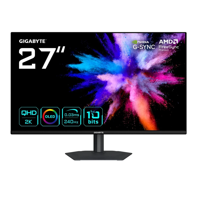 Gigabyte GO27Q24A 27” OLED 2K QHD Gaming Monitor- 2560 x 1440, 240Hz, 0.03ms, 400 cd/m², FreeSync Premium, G-Sync Compatible, HDMI 2.1, Displayport 1.4