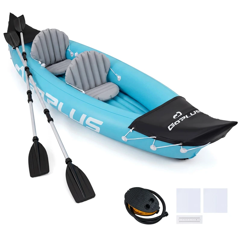 SPOTRAVEL 10.5FT Inflatable Kayak Set (Blue+Black, 321 x 92 x 45 cm)