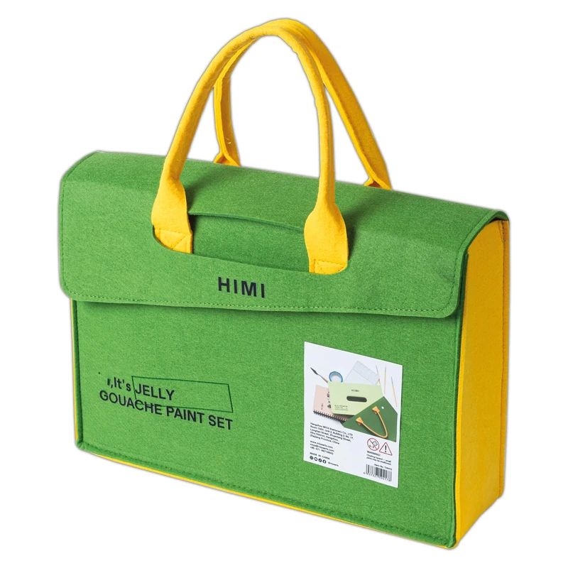 HIMI Twin Cup Gouache Set 72 Paint Colours, 3 Brushes, Pallete, Knife, Apple Green Case, Add Water to Reactivate, Smooth, Rich Colours, Gift, Artist Art Supplies, Large Scale Art Work to Fine Details