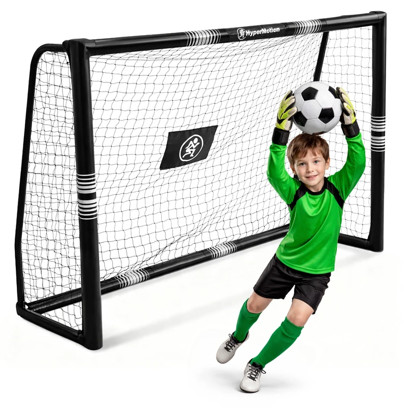 HyperMotion Children's and Adult Football Goal, Black, Steel, 180 x 120 cm