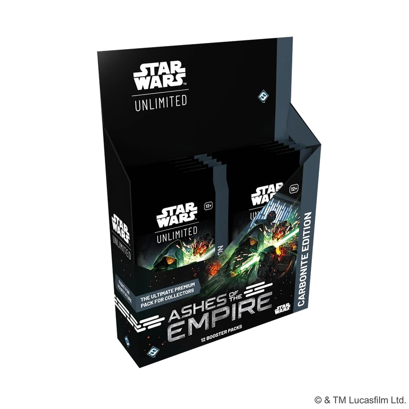 Asmodee Star Wars: Unlimited TCG Ashes of the Empire CARBONITE BOOSTER DISPLAY - 12 Premium Variant Booster Packs with Hyperspace & Prestige Cards, Ages 12+, 2+ Players, 20 Minute Playtime