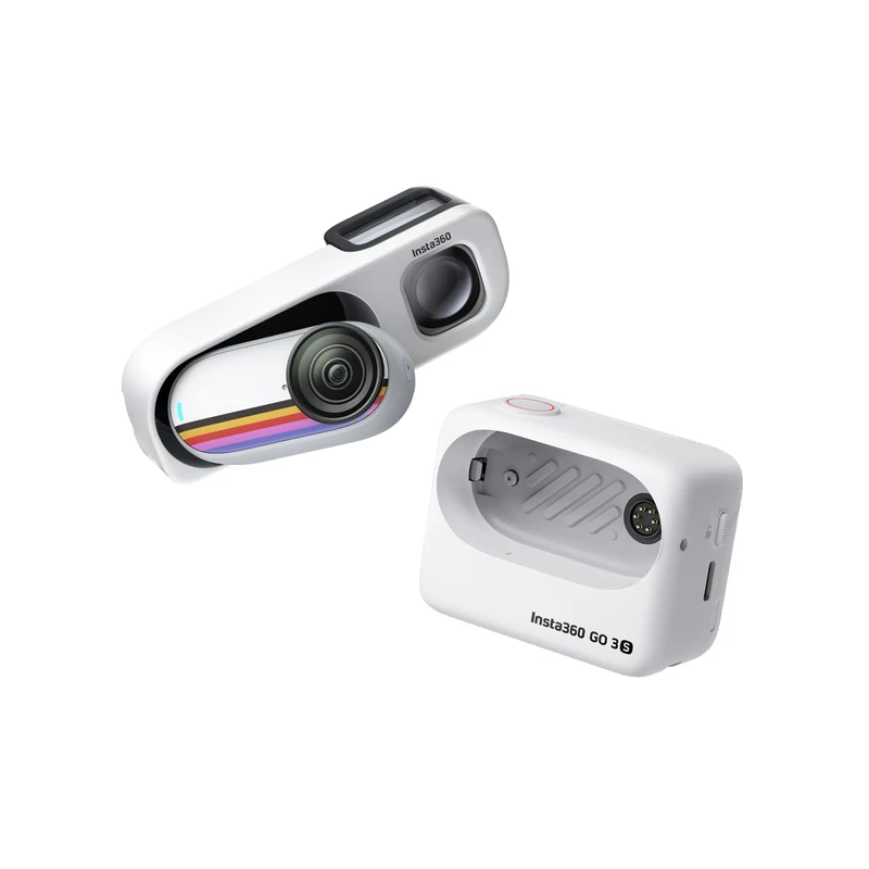 Insta360 GO 3S 64GB Arctic White + Retro Viewfinder (Canvas White) – 4K Tiny Portable Camera, Retro Shooting Experience, Hands-Free POVs, Waterproof
