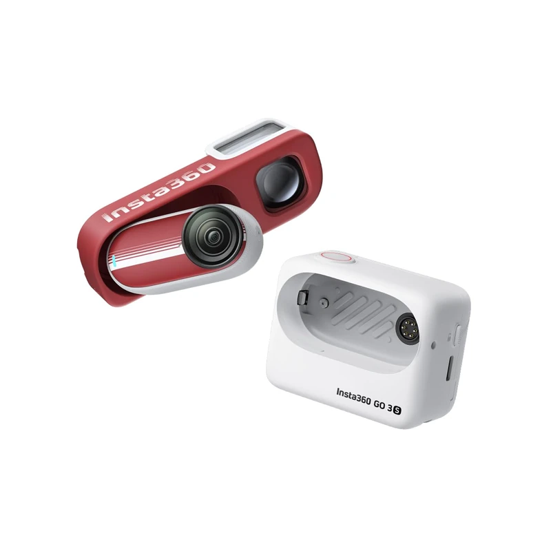 Insta360 GO 3S 64GB Arctic White + Retro Viewfinder (Classic Red) – 4K Tiny Portable Camera, Retro Shooting Experience, Hands-Free POVs, Waterproof