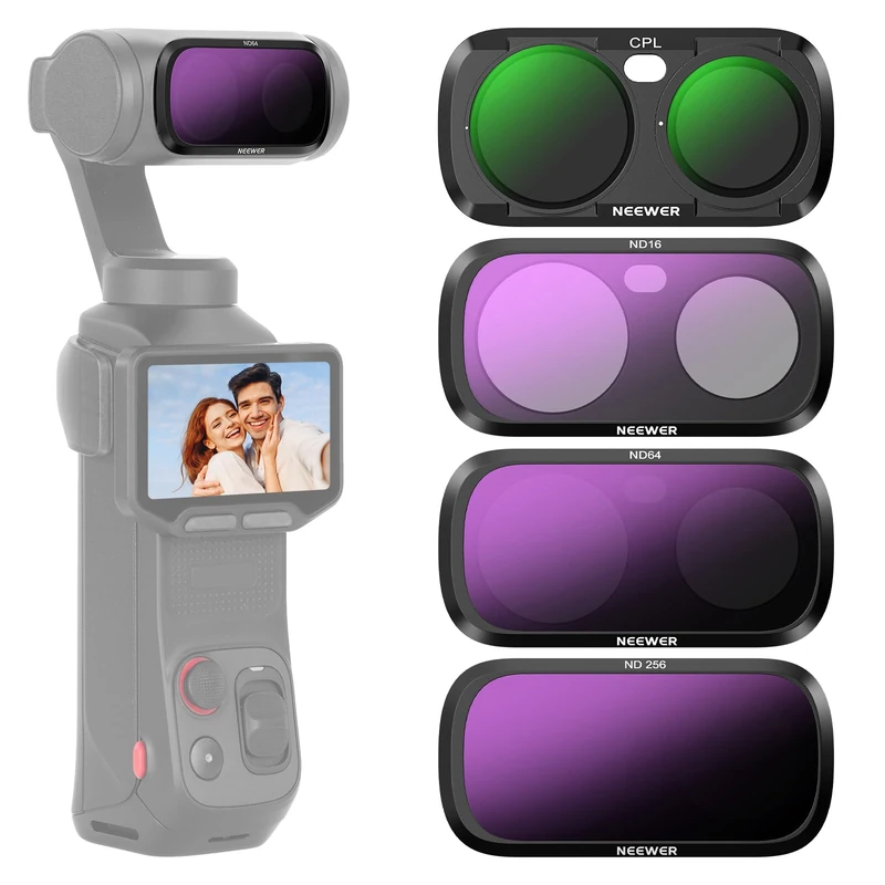 NEEWER CPL + ND Filter Set Compatible with Insta360 Luna Ultra Only, Circular Polariser Neutral Density (ND16 + ND64 + ND256) Action Camera Polarising Lens Filter Photography Accessories Kit, FL-L04