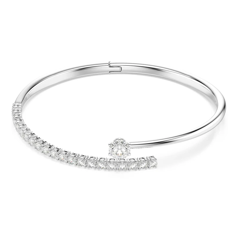 Swarovski Matrix Bangle, Round Cut, White, Rhodium Plated