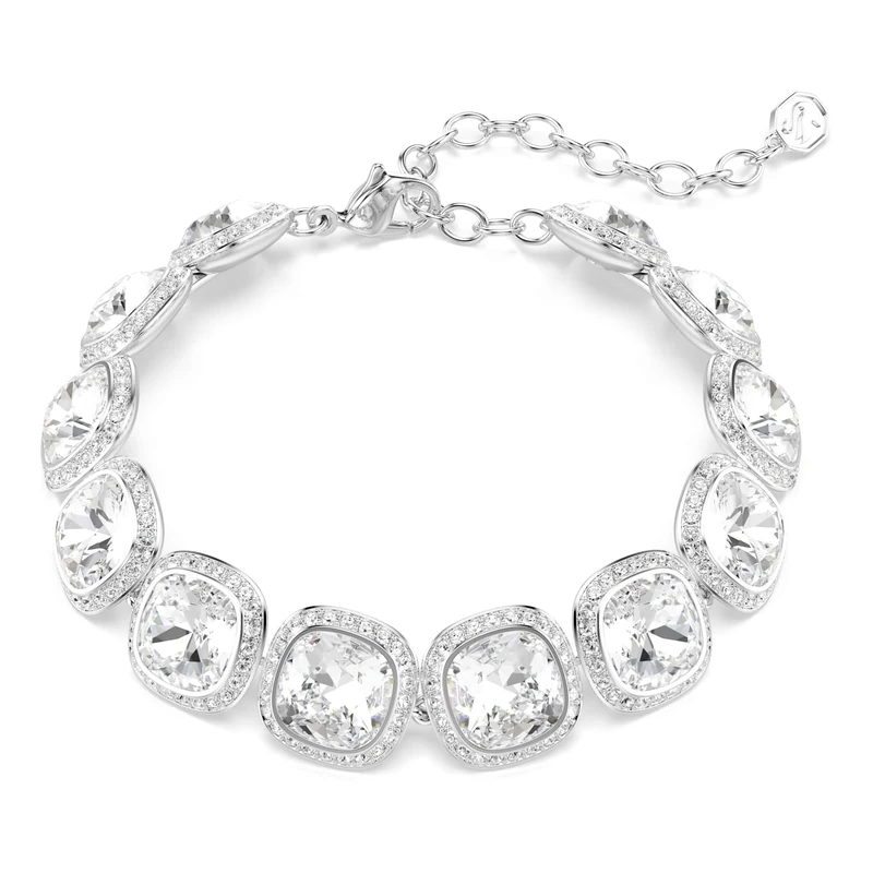 Swarovski Una Angelic Bracelet, Cushion Cut, White, Rhodium Plated