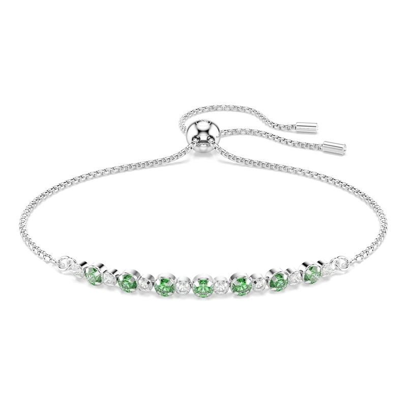 Swarovski Matrix Bracelet, Round Cut, Green, Rhodium Plated