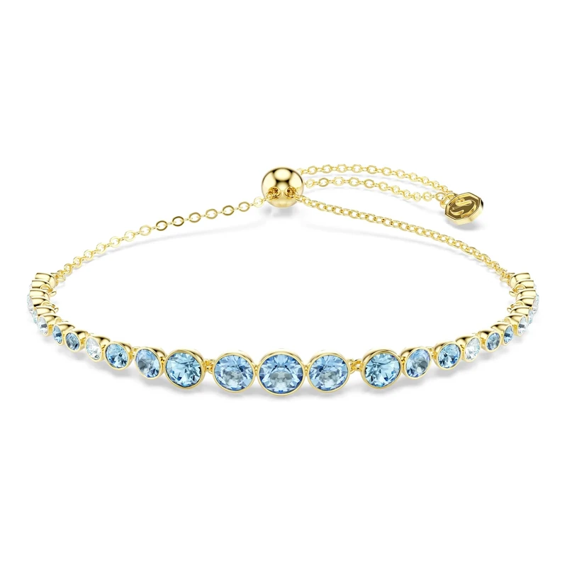 Swarovski Imber Bracelet, Round Cut, Blue, 18K Gold Finish