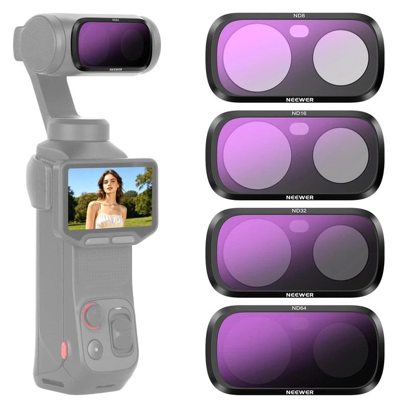 NEEWER ND Filter Set Compatible with Insta360 Luna Ultra Only, ND8 + ND16 + ND32 + ND64 HD Neutral Density Gimbal Action Camera Lens Filter Photography Accessories Kit, FL-L01