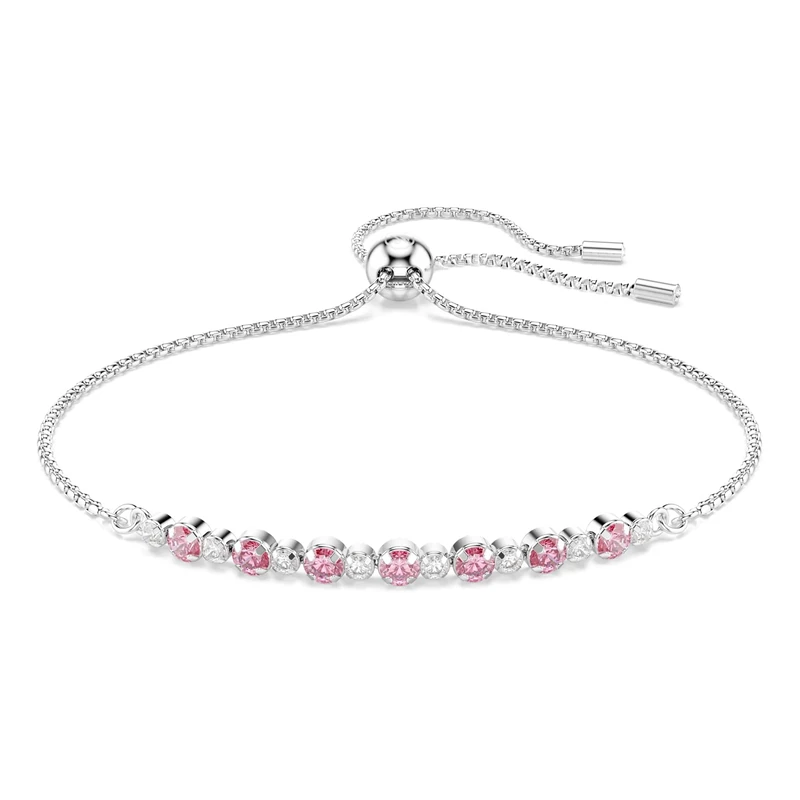 Swarovski Matrix Bracelet, Round Cut, Pink, Rhodium Plated