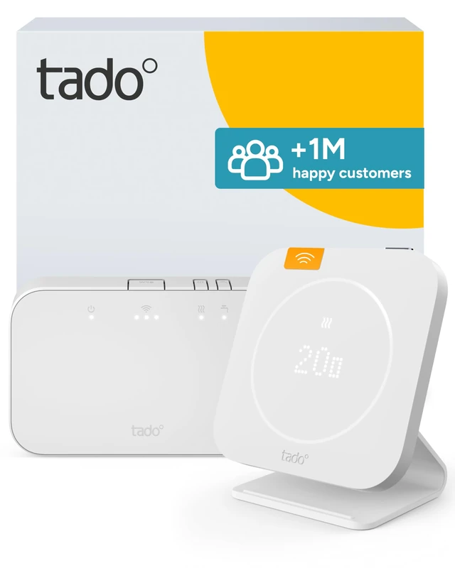tado° Wireless Smart Thermostat X (2nd gen) – Starter Kit with Programmer and Stand, Heating & Hot Water Control via App & Smart Speaker (Alexa, Siri, Google), DIY Installation
