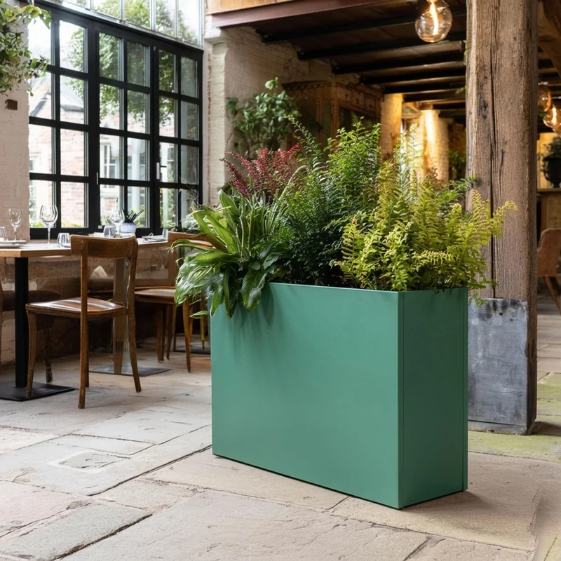 Nicoman Metal Trough Planter, Indoor & Outdoor, 90x30x82cm, Sage Green, Galvanized Steel, Weather-Resistant, Rectangular, Freestanding Garden Planter - Image 1