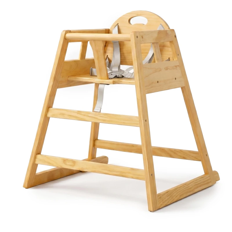 Relaxdays Wooden high Chair, 5-Point Harness, HxWxD: 76 x 48 x 49.5 cm, Baby & Toddler high Chair, Natural - Image 1