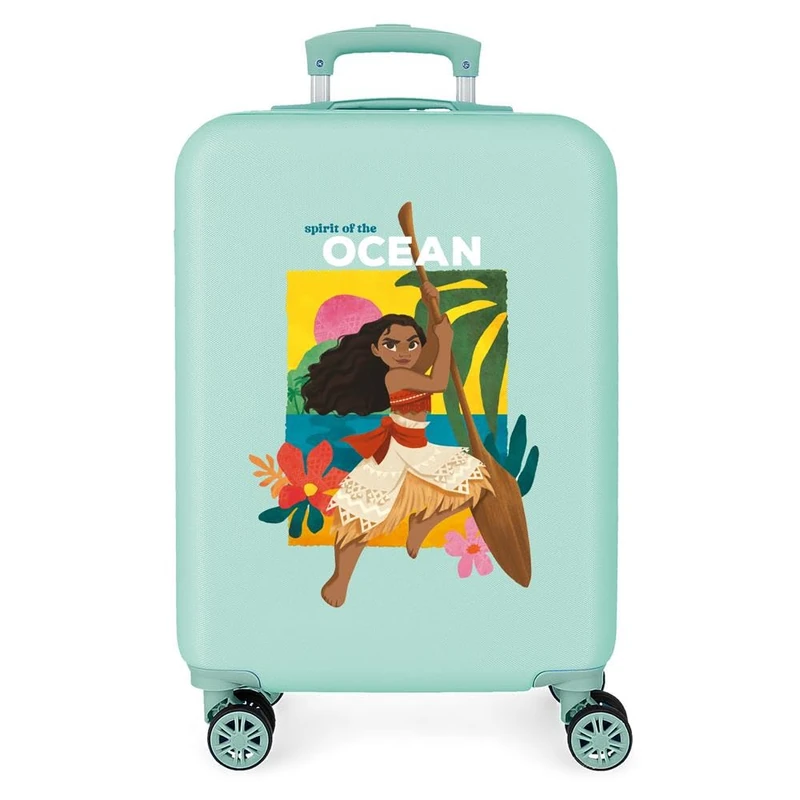 Joumma Disney Vaiana Sea Vibes Cabin Suitcase Turquoise Blue 38 x 55 x 20 cm Rigid ABS Side Combination Lock 34L 2.6 kg 4 Double Wheels Hand Luggage