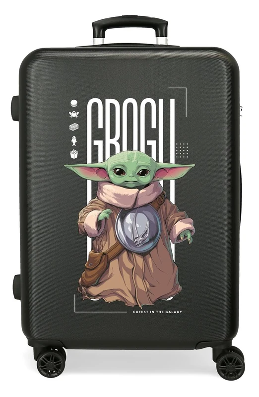 Star Wars Joumma The Mandalorian & Grogu Medium Suitcase Black 46x65x23cm Hard ABS Combination Lock Side 56L 3.1kg 4 Double Wheels Extendable