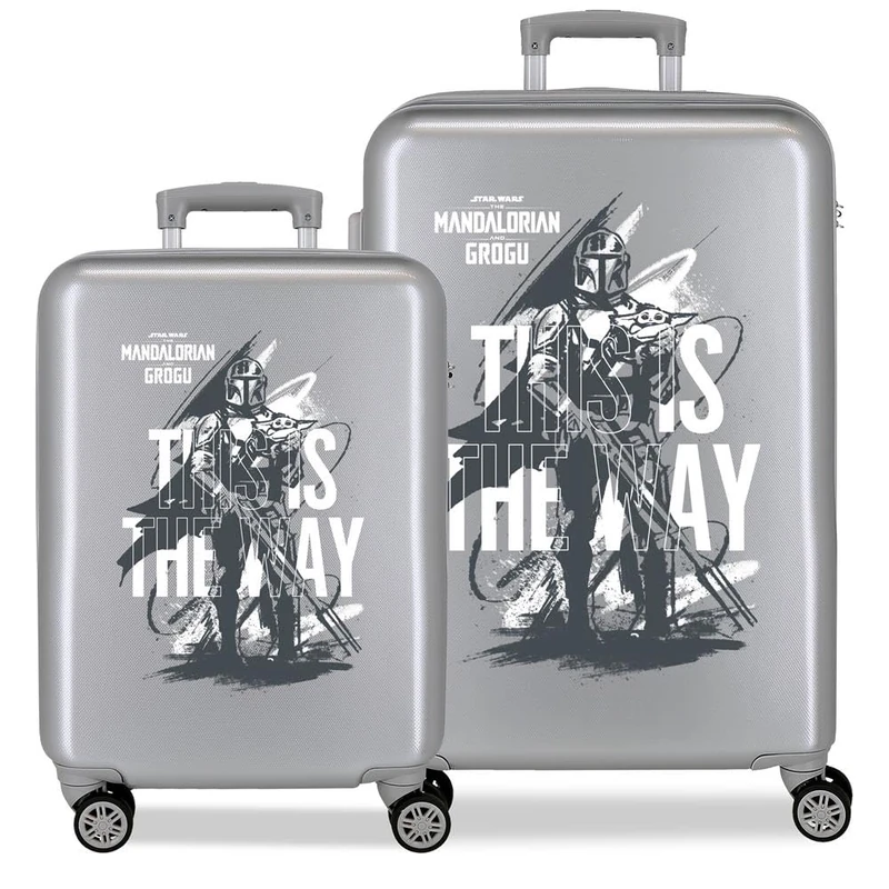 Star Wars Joumma The Mandalorian & Grogu Suitcase Set Silver 46 x 65 x 23 cm Rigid ABS Combination Lock Side 91L 5.6 kg 4 Double Wheels Extendable Hand Luggage