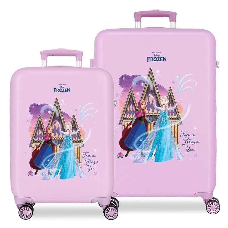 Disney Frozen, Rigid Children's Suitcase with Side Combination Closure, 4 Wheels, Cabin Luggage, Made of ABS, Rigid and Lightweight Material. Joumma Bags, Magic in You, Taille Unique, maletas Set