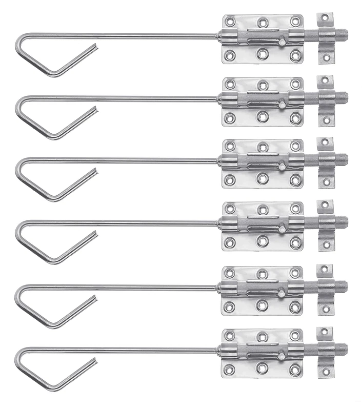 Alberts 842611 Bolt Lock Bolt with Attached Loop Galvanised Thick Layer Passivated Plate 100 x 60 mm Bolt 16 x 400 mm Set of 6